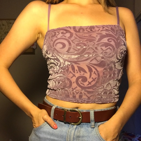 Lavender velvet crop top - Picture 2 of 2